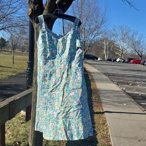 Madison Studio Floral Midi Dress in Light Blue, Pink, Green